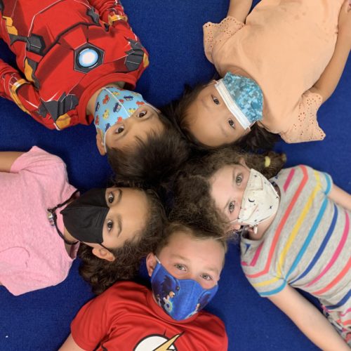 Preschool kids in masks